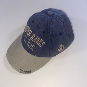 Beach Mart Outer Banks North Carolina Texas Navy Blue Tan Dad Hat Baseball‎ Cap